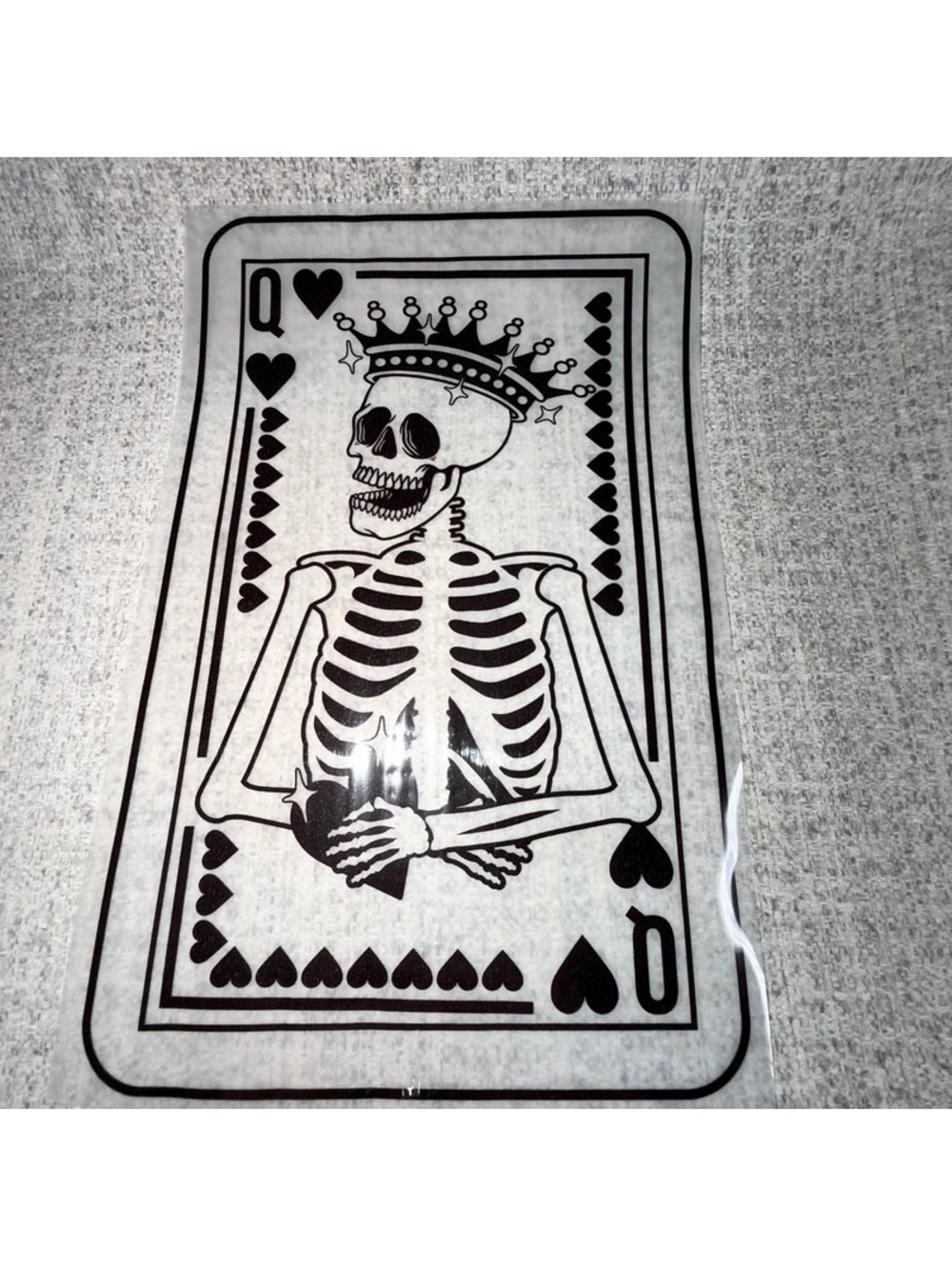 New Queen of Hearts Skeleton Skull Crown Playing Card DTF T-Shirt Transfer Goth